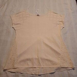 Dressbarn Roz & Ali women's size XL Cream with lace accent knit shirt, New